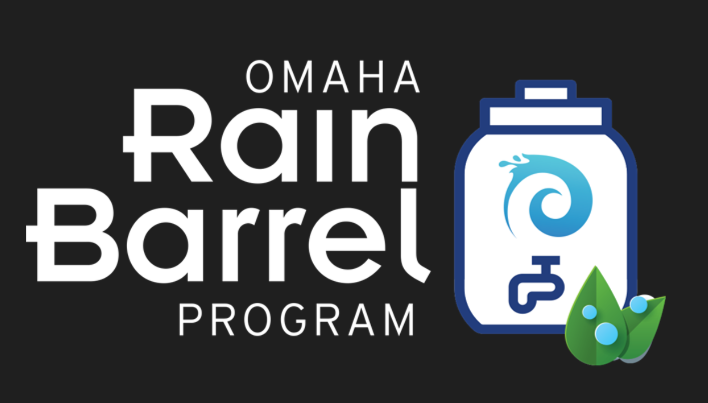 Omaha Rain Barrel Program logo on black background